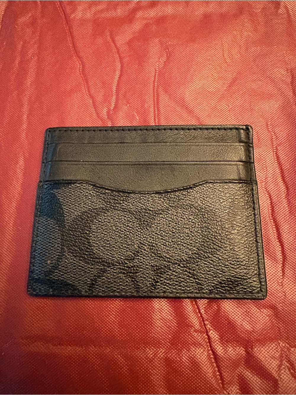 COACH Slim ID Card Case in Signature Canvas in Charcoal/Black.